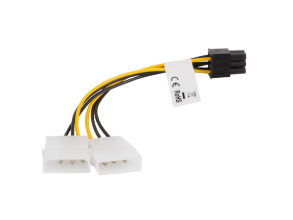 CABLE LANBERG ALIMENTACION MOLEX 2X MACHO A HEMBRA BTX 6 PIN PSU 15 CM