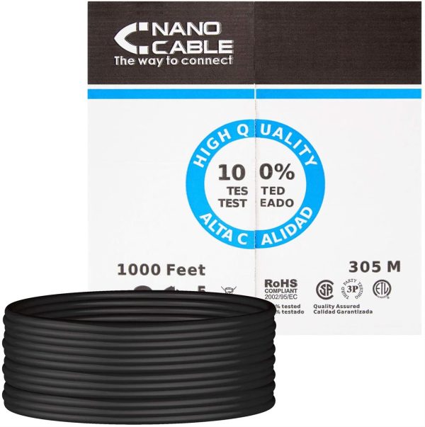 BOBINA 305M CAT.5E UTP RIGIDO EXTERIOR IMPERMEABLE RJ45 AWG24 NANOCABLE