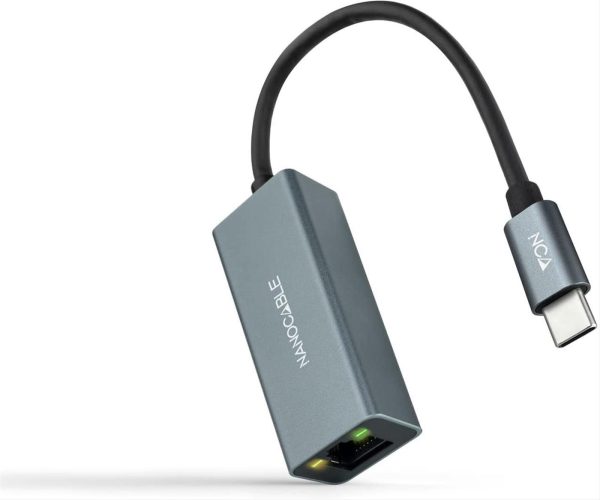 CONVERSOR USB-C A ETHERNET GIGABIT 10/100/1000MBPS 0.15M NANOCABLE ALUMINIO GRIS