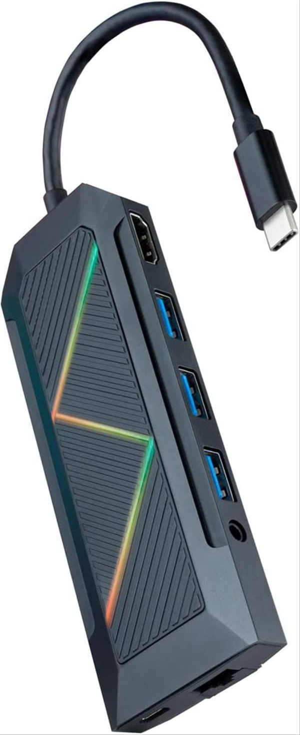 HUB USB-C CONVERSOR USB-C A 3XUSB-A, USB-C PD, HDMI, RJ45, TF, SD AUDIO NANOCABLE