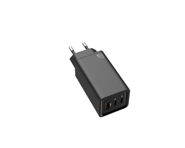 CARGADOR PARED/VIAJE GaN 2xUSB-C/PD + USB-A 65W NEGRO LEOTEC