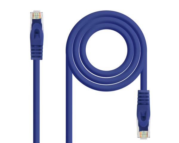 CABLE DE RED LATIGUILLO RJ45 UTP CAT6A AWG24 0.5 M AZUL NANOCABLE