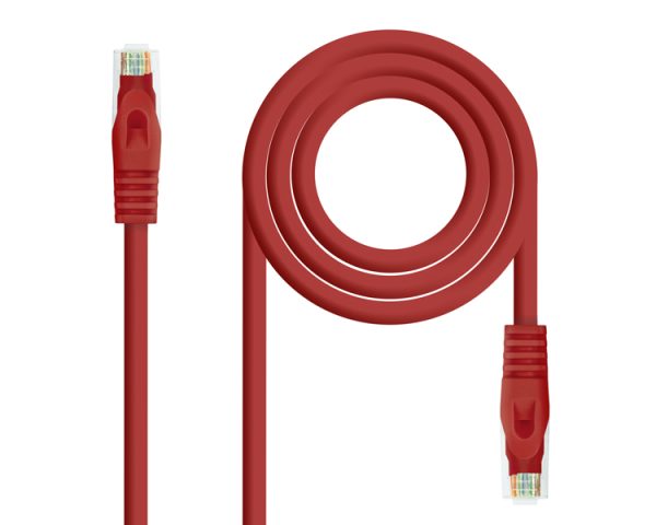 CABLE DE RED LATIGUILLO RJ45 UTP CAT6A AWG24 0.5 M ROJO NANOCABLE