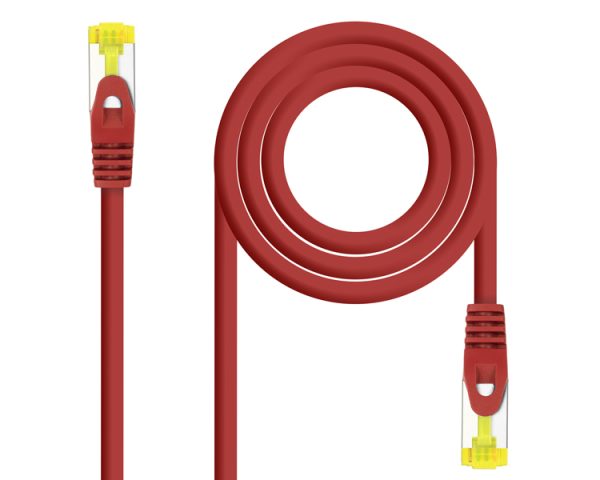 CABLE DE RED LATIGUILLO RJ45 SFTP CAT6A AWG26 0.5 M ROJO NANOCABLE