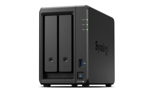 NAS SYNOLOGY DS723+ 2BAHÍAS AMD RYZEN R1600 2 NÚCLEOS 23.1GHZ 2GB DDR4 ECC 32 GB