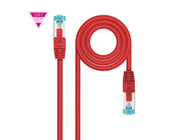 CABLE DE RED LATIGUILLO 600MHZ LSZH SFTP PIMF CAT7 AWG26 0.25 M ROJO NANOCABLE