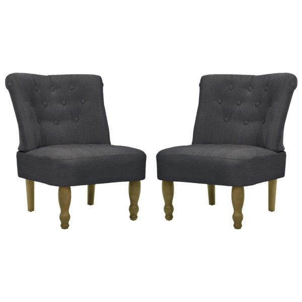 Cadeiras francesas 2 pcs tecido cinzento - Image 2