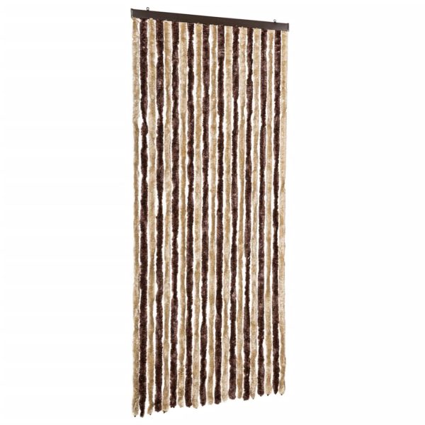 Cortina anti-insetos 90x220 cm chenille bege e castanho claro - Image 2