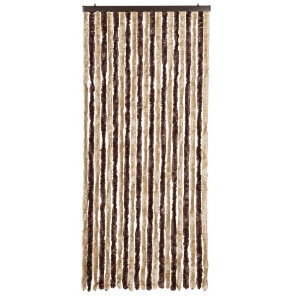 Cortina anti-insetos 90x220 cm chenille bege e castanho claro - Image 3