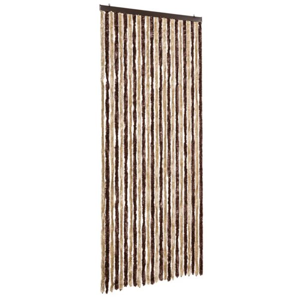 Cortina anti-insetos 100x220 cm chenille bege e castanho claro - Image 2