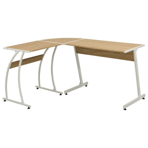 Mesa de canto em forma de L, carvalho