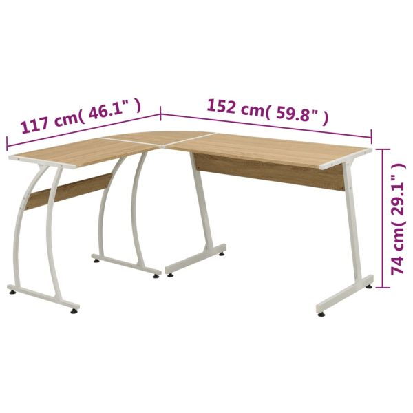 Mesa de canto em forma de L, carvalho - Image 7