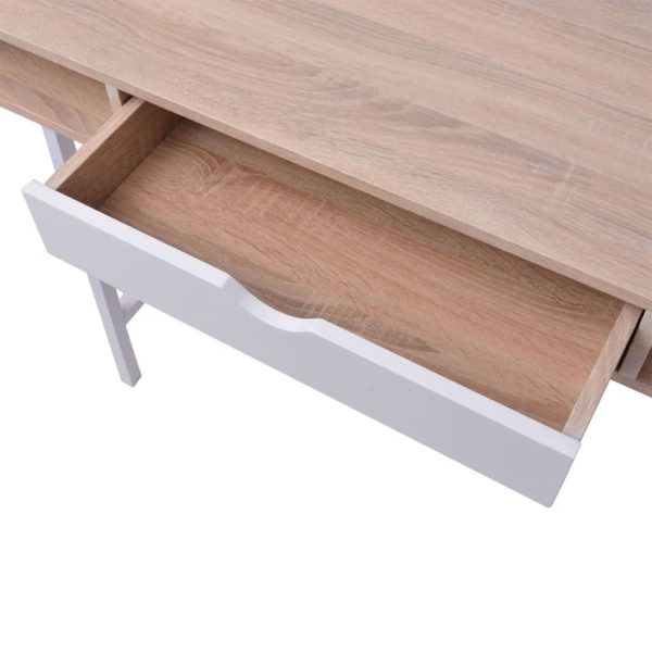 Mesa com 1 gaveta, cor carvalho e branco - Image 4