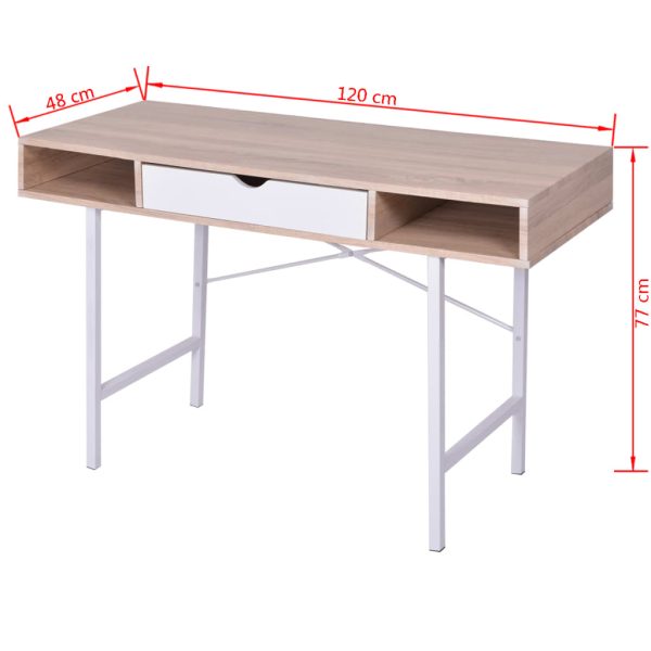 Mesa com 1 gaveta, cor carvalho e branco - Image 5