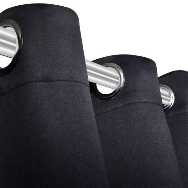 Cortinas blackout 2 pcs com ilhós de metal 135x175 cm preto - Image 4
