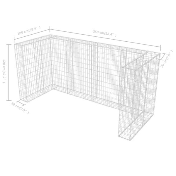 Cerca gabião para 3 caixotes do lixo aço 250x100x120 cm - Image 9