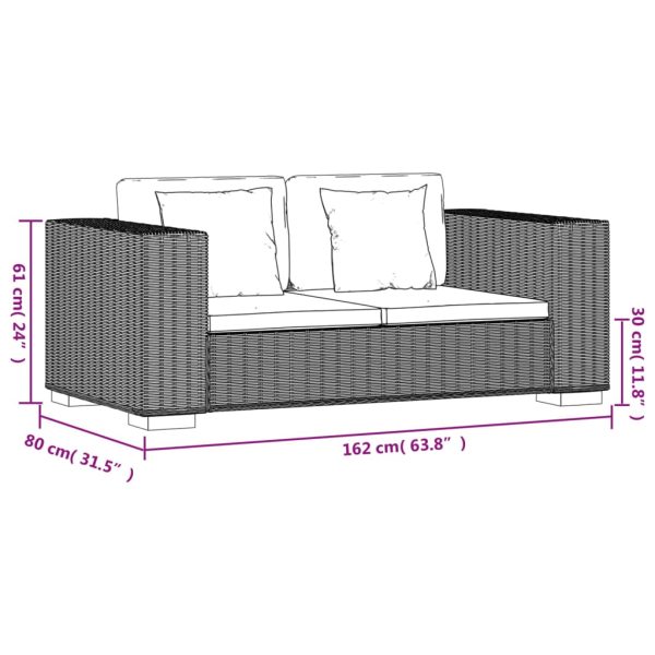 Conjunto de sofá de 2 lugares, 7 pcs, vime genuíno - Image 7