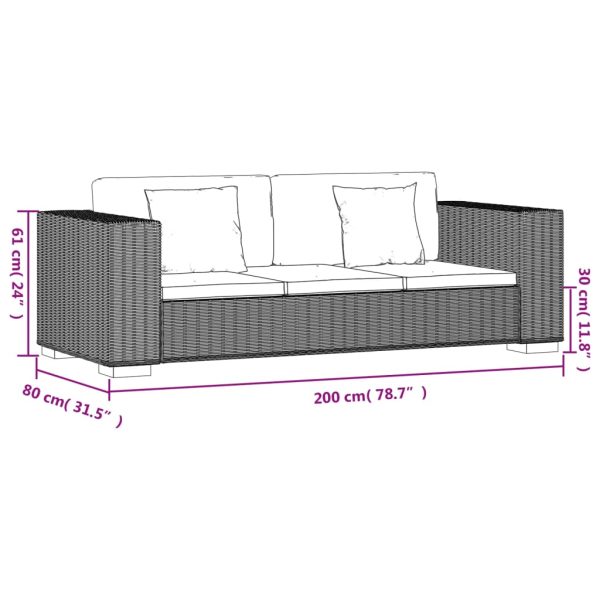 Conjunto de sofás de 3 lugares, 8 pcs, vime genuíno - Image 7