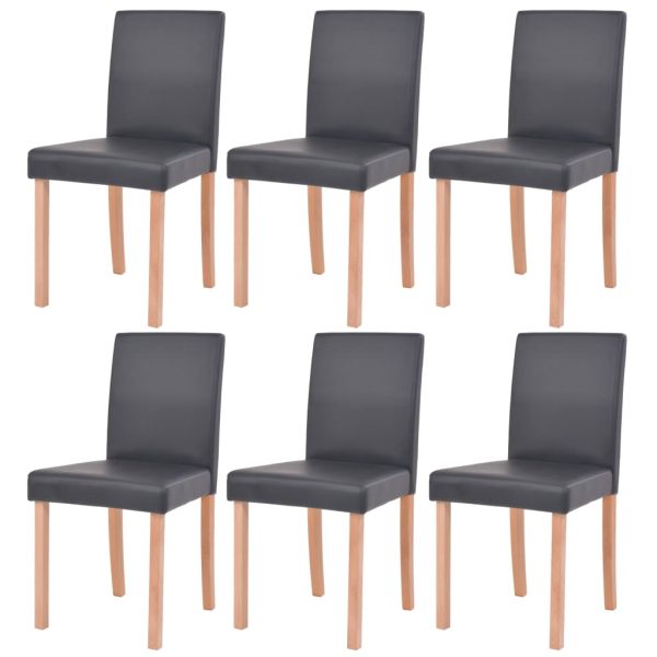 Mesa e cadeiras de jantar 7 pcs couro artificial carvalho preto - Image 5