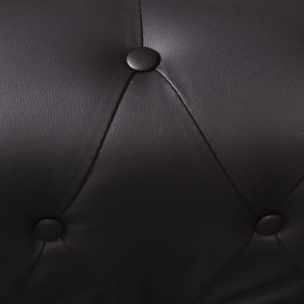 Sofá de canto Chesterfield 5 lugares couro artificial preto - Image 6