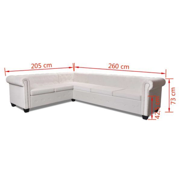 Sofá de canto Chesterfield 6 lugares couro artificial branco - Image 7