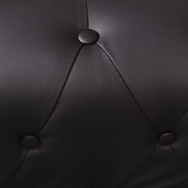 Sofá de canto Chesterfield 6 lugares couro artificial preto - Image 6