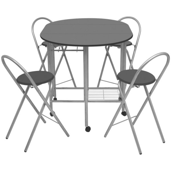 Conjunto de jantar dobrável 5 pcs MDF preto - Image 3