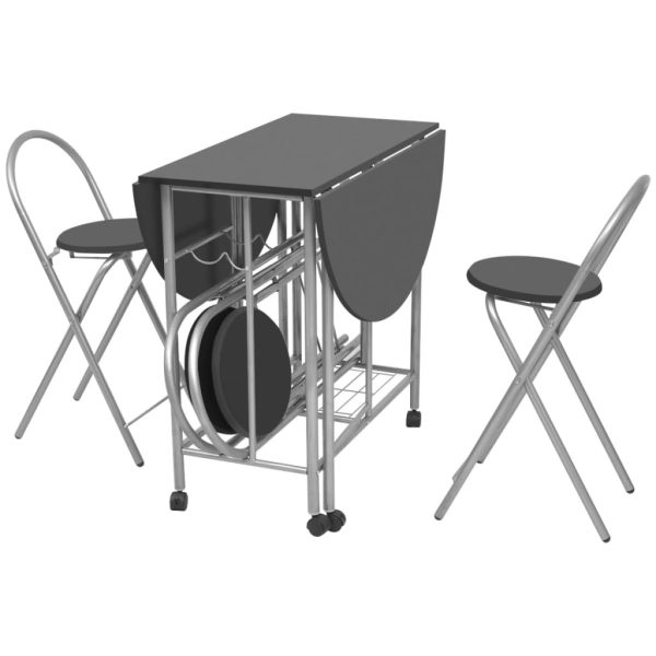Conjunto de jantar dobrável 5 pcs MDF preto - Image 4