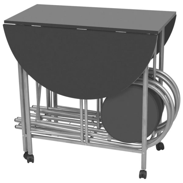 Conjunto de jantar dobrável 5 pcs MDF preto - Image 5