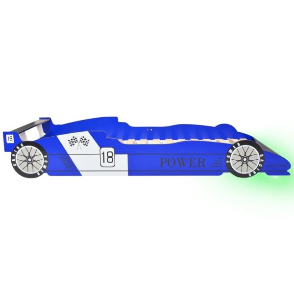 Cama carro de corrida LED para crianças 90x200 cm azul - Image 5