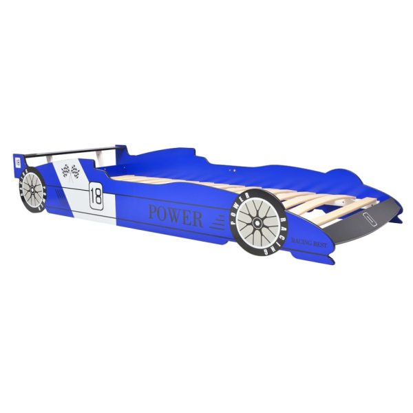Cama carro de corrida LED para crianças 90x200 cm azul - Image 6