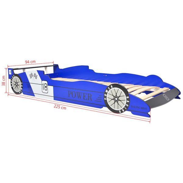 Cama carro de corrida LED para crianças 90x200 cm azul - Image 9