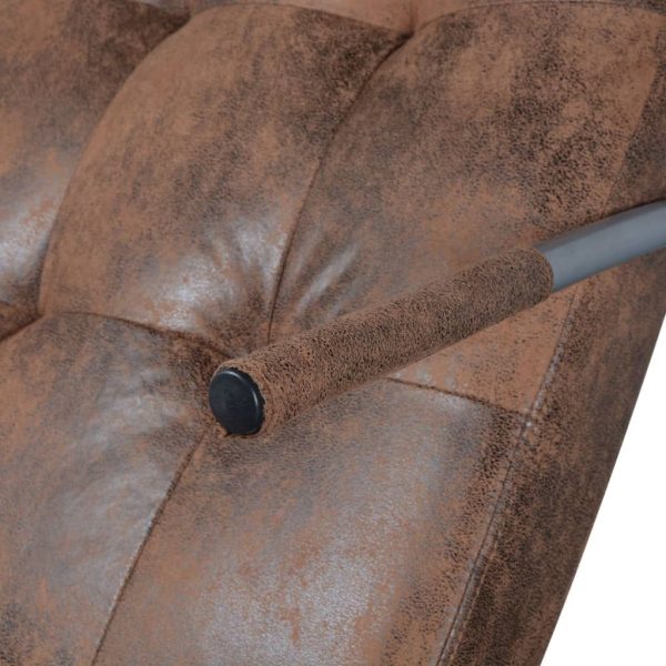 Chaise Lounge com almofada tecido castanho com aspeto camurça - Image 4