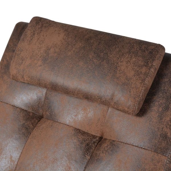 Chaise Lounge com almofada tecido castanho com aspeto camurça - Image 5