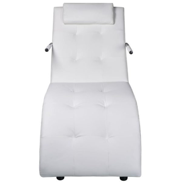 Chaise longue com almofada couro artificial branco - Image 2