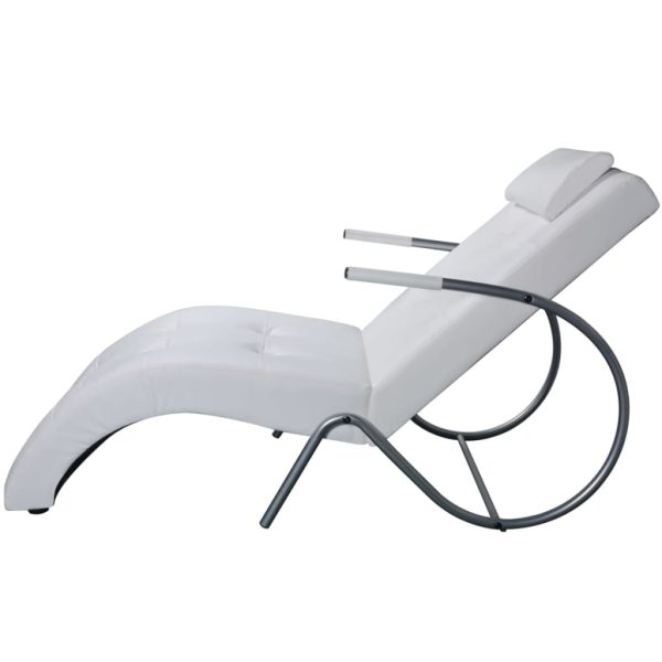 Chaise longue com almofada couro artificial branco - Image 3