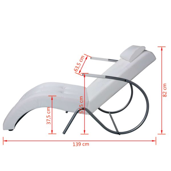 Chaise longue com almofada couro artificial branco - Image 6