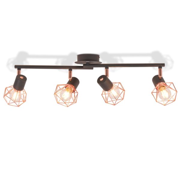 Candeeiro de teto com 4 focos E14 preto e cobre - Image 2