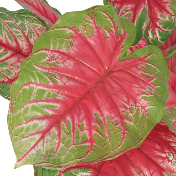 Planta caládio artificial com vaso 85 cm verde e vermelho - Image 2