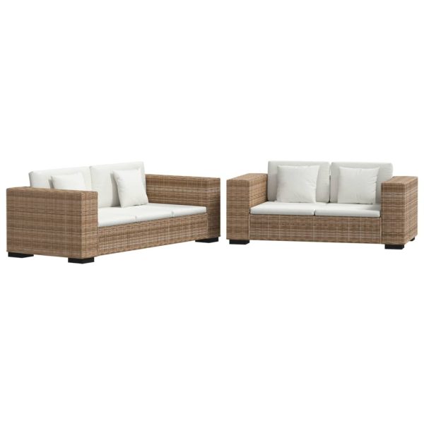 Conjunto sofás de 2 + 3 lugares, vime genuíno - Image 2