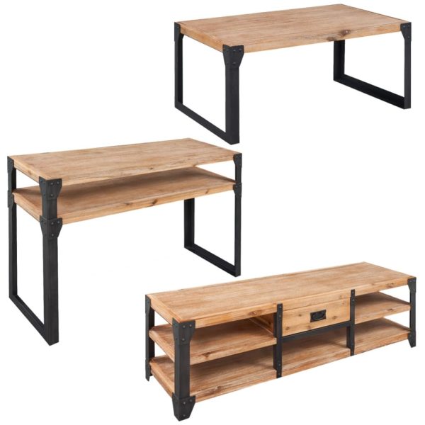 Conjunto de móveis de sala 3 pcs madeira de acácia maciça - Image 2