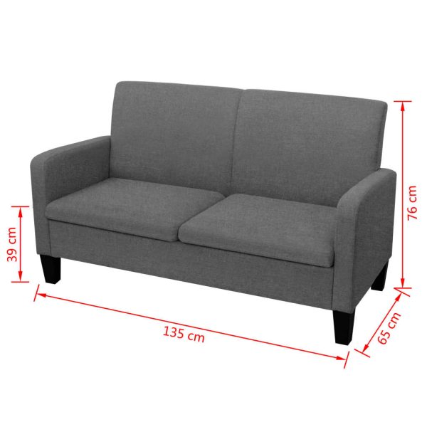 Sofá de 2 lugares 135x65x76 cm cinzento escuro - Image 4