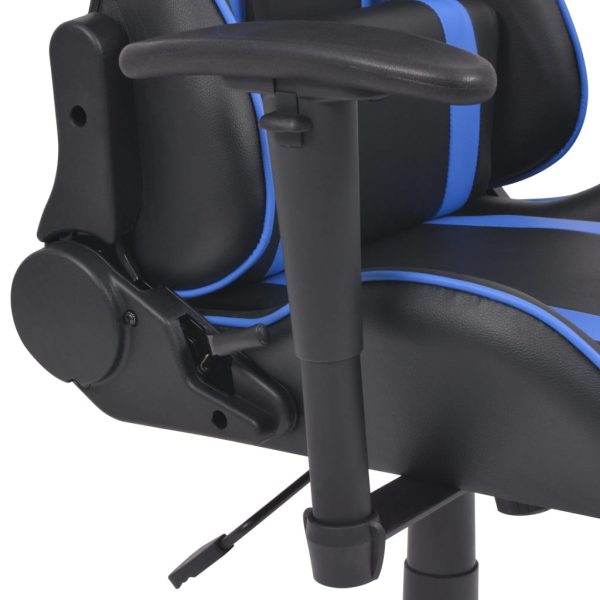 Cadeira escritório reclinável estilo corrida c/ apoio pés azul - Image 4