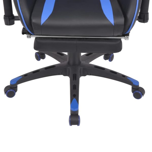 Cadeira escritório reclinável estilo corrida c/ apoio pés azul - Image 5