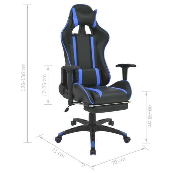 Cadeira escritório reclinável estilo corrida c/ apoio pés azul - Image 7