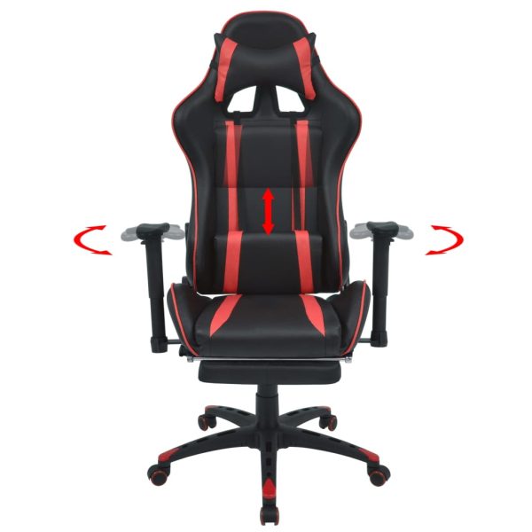 Cadeira escritório reclin. estilo corrida c/ apoio pés vermelho - Image 2