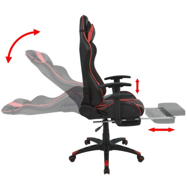 Cadeira escritório reclin. estilo corrida c/ apoio pés vermelho - Image 3