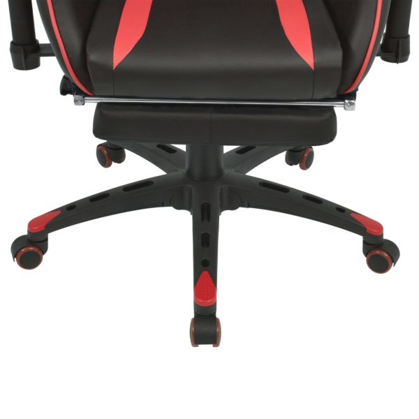 Cadeira escritório reclin. estilo corrida c/ apoio pés vermelho - Image 5