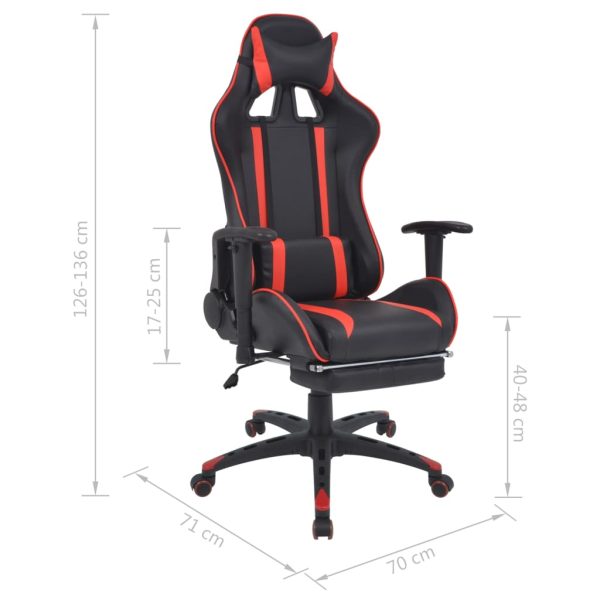 Cadeira escritório reclin. estilo corrida c/ apoio pés vermelho - Image 7