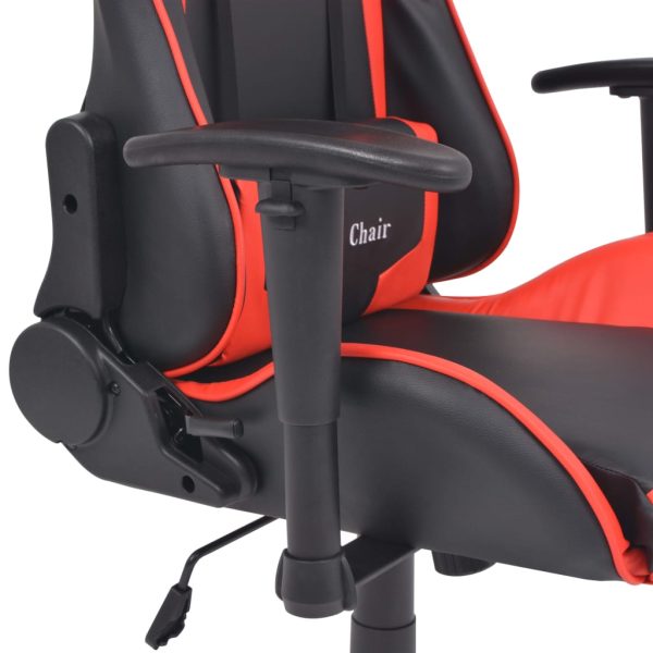 Cadeira escritório reclin. estilo corrida pele artif. vermelho - Image 4